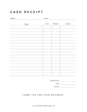 Simple Airy Cash Receipt cash receipt