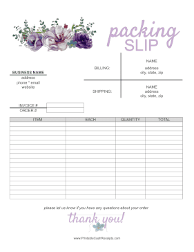 Flowers Packing Slip cash receipt