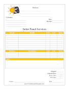 Solar Panel Services Receipt cash receipt