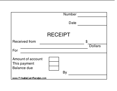 Printable Cash Receipt cash receipt