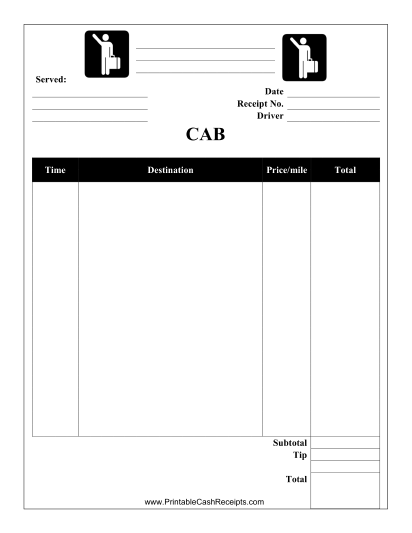 Cab Receipt cash receipt