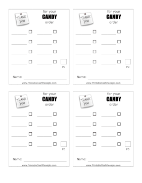 Candy Order Thank You Receipt cash receipt