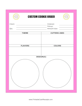 Custom Cookie Order Receipt cash receipt