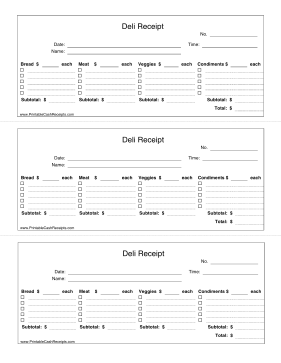 Deli Receipt cash receipt