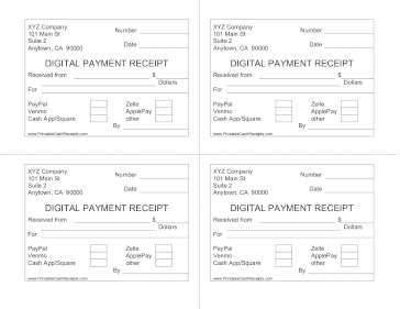 Digital Payment Receipt cash receipt