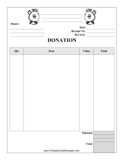 Donation Receipt Template cash receipt