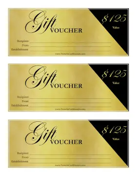 Fancy Gift Voucher 125 cash receipt