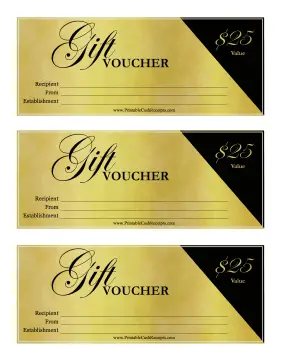 Fancy Gift Voucher 25 cash receipt