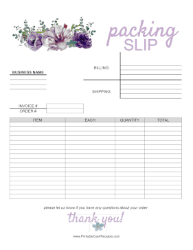 Flowers Packing Slip cash receipt