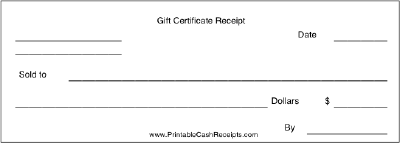 Gift Certificate Receipt cash receipt