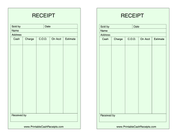 Green Sales Receipt cash receipt