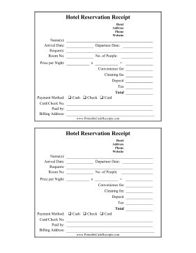 Hotel Reservation Receipt cash receipt