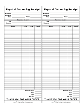 Physical Distancing Receipt cash receipt