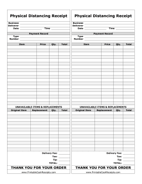 Physical Distancing Receipt With Replacements cash receipt