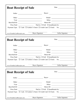 Receipt Of Sale Boat cash receipt