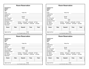 Room Reservation Receipt cash receipt