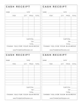 Simple Airy Cash Receipt-4-Up cash receipt