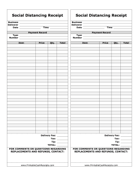 Social Distancing Receipt With Contact cash receipt