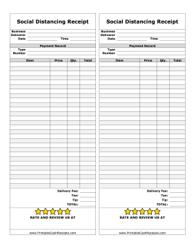 Social Distancing Receipt With Review cash receipt