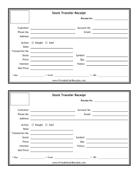 Stock Transfer Receipt cash receipt