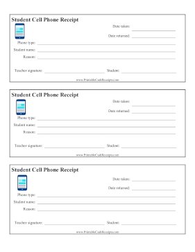 Student Cell Phone Receipt cash receipt