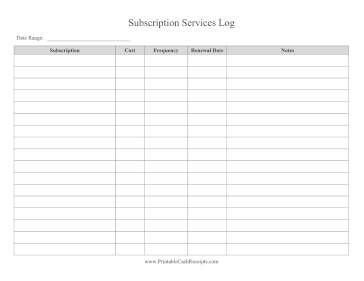 Subscription Services Log cash receipt