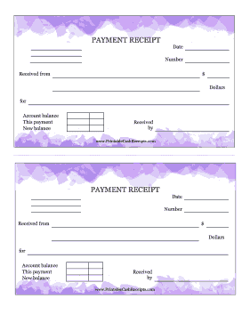 Watercolor Payment Receipt cash receipt