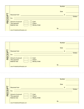 Yellow Cash Receipts cash receipt