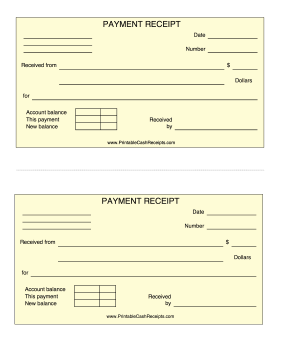 Yellow Payment Receipt cash receipt