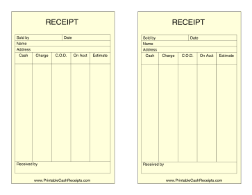 Yellow Sales Receipt cash receipt