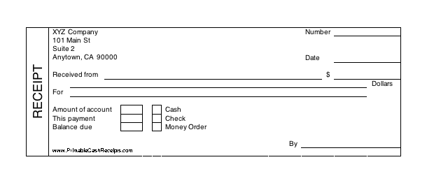 Printable Cash Receipt cash receipt