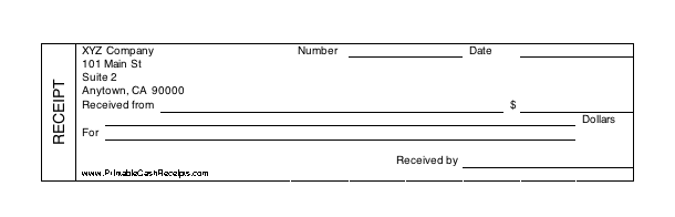 Printable Cash Receipt (4 per page) cash receipt