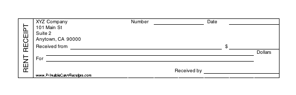 Rent Receipt (4 per page) cash receipt