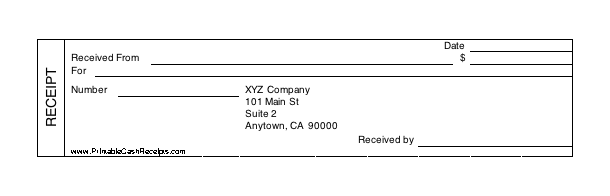 Printable Cash Receipt (4 per page) cash receipt