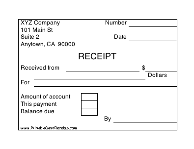 Printable Cash Receipt cash receipt