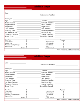 Airline Ticket Receipt cash receipt