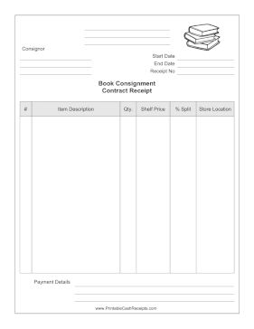 Book Consignment Contract Receipt cash receipt