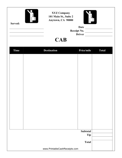 Cab Receipt cash receipt