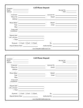 Cell Phone Deposit cash receipt