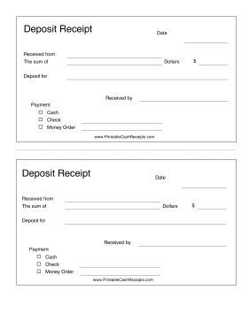 Deposit Receipt With Payment Type