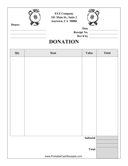 Donation Receipt Template cash receipt