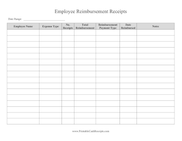 Employee Reimbursements Log cash receipt