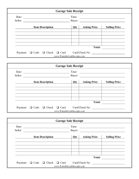 Garage Sale Receipt cash receipt
