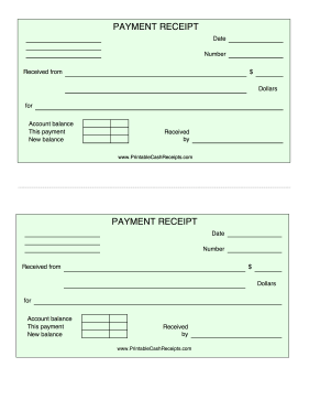 Green Payment Receipt cash receipt