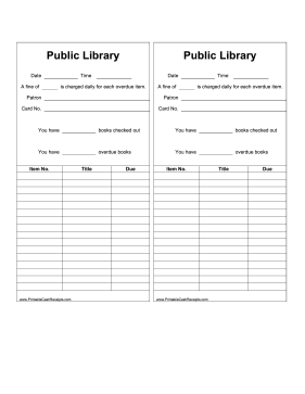 Library Checkout Receipt cash receipt