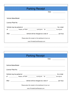 Parking Receipt cash receipt