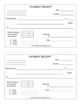 Payment Receipt With Payment Type cash receipt