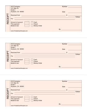 Pink Cash Receipts cash receipt