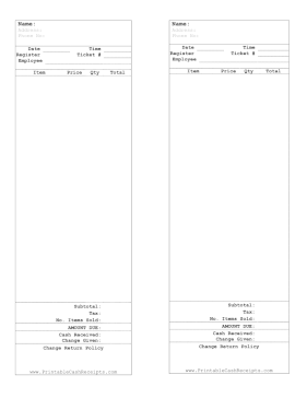 Point Of Sale Receipt cash receipt