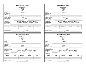 Room Reservation Receipt cash receipt